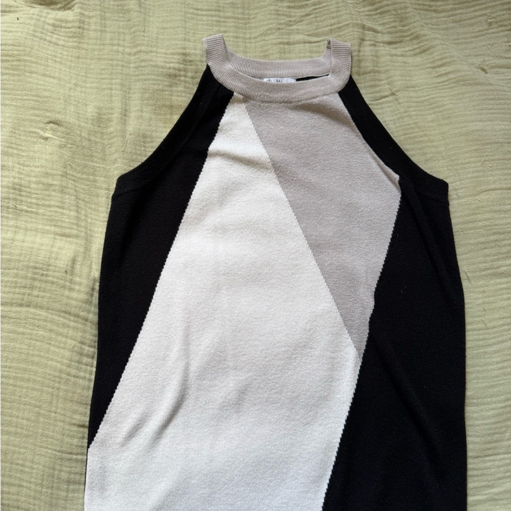 Milano Black and Cream Geometric Tank Top